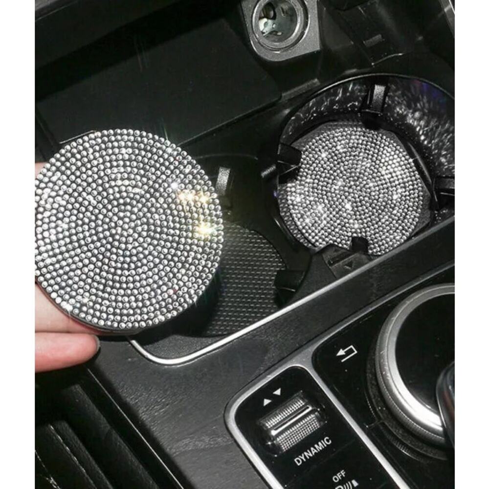 2pc. Set Car Coasters Honeycomb with Bling Anti Slip Water Coasters 2.5 inches